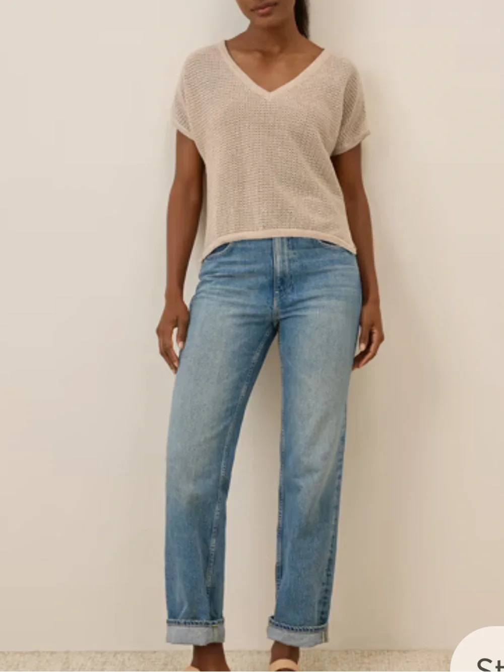 Pact Beachside Crochet Knit V-Neck Top